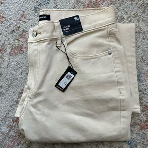 Express Cream Flare & Wide Leg Jeans